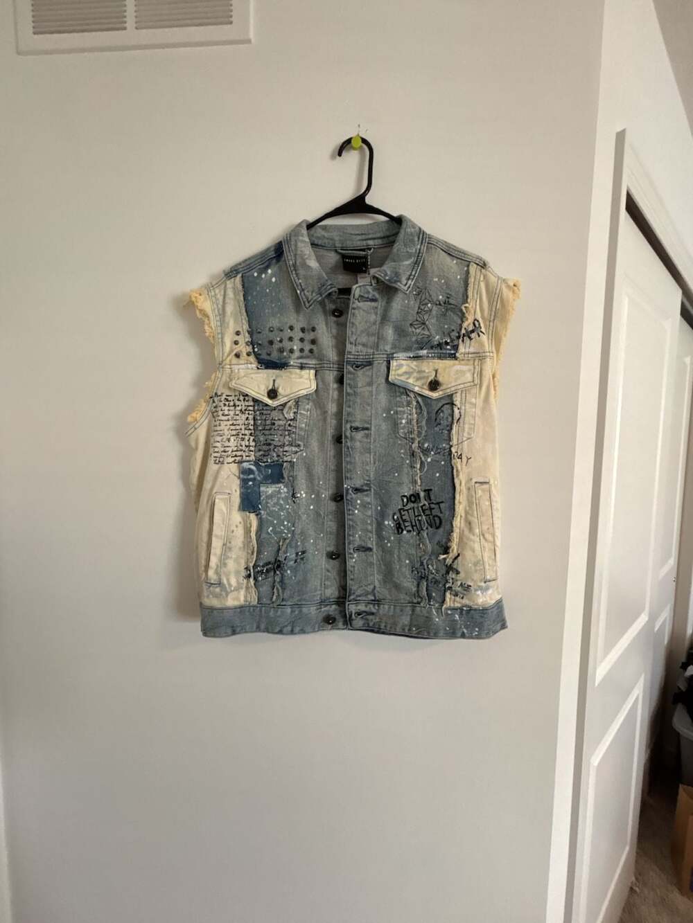 Smoke Rise Jaxon Cut Off Denim Vest Murberry Blue
